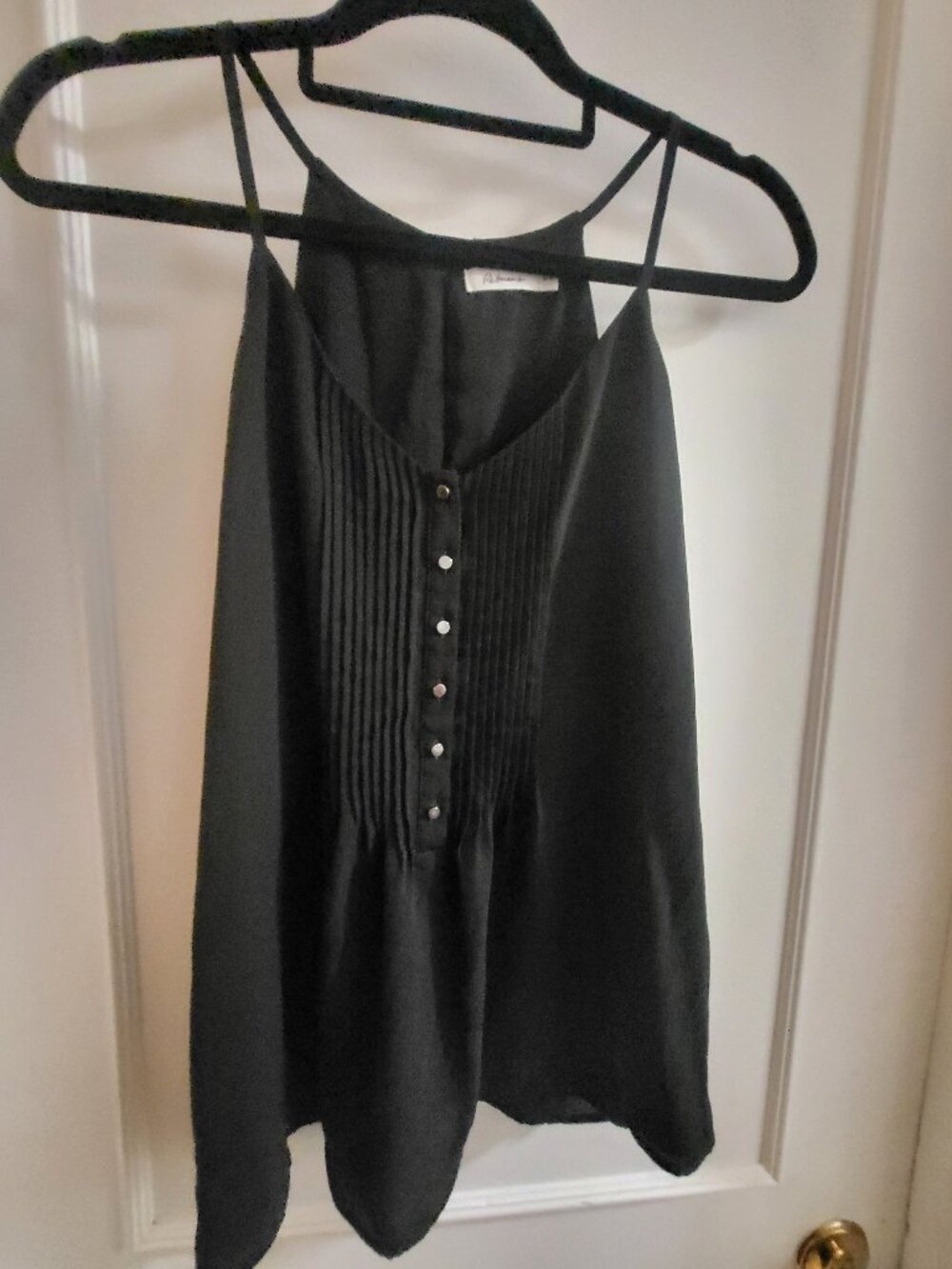 Reitmans Black Button Up Pintucked Flowy Top - Size Medium
